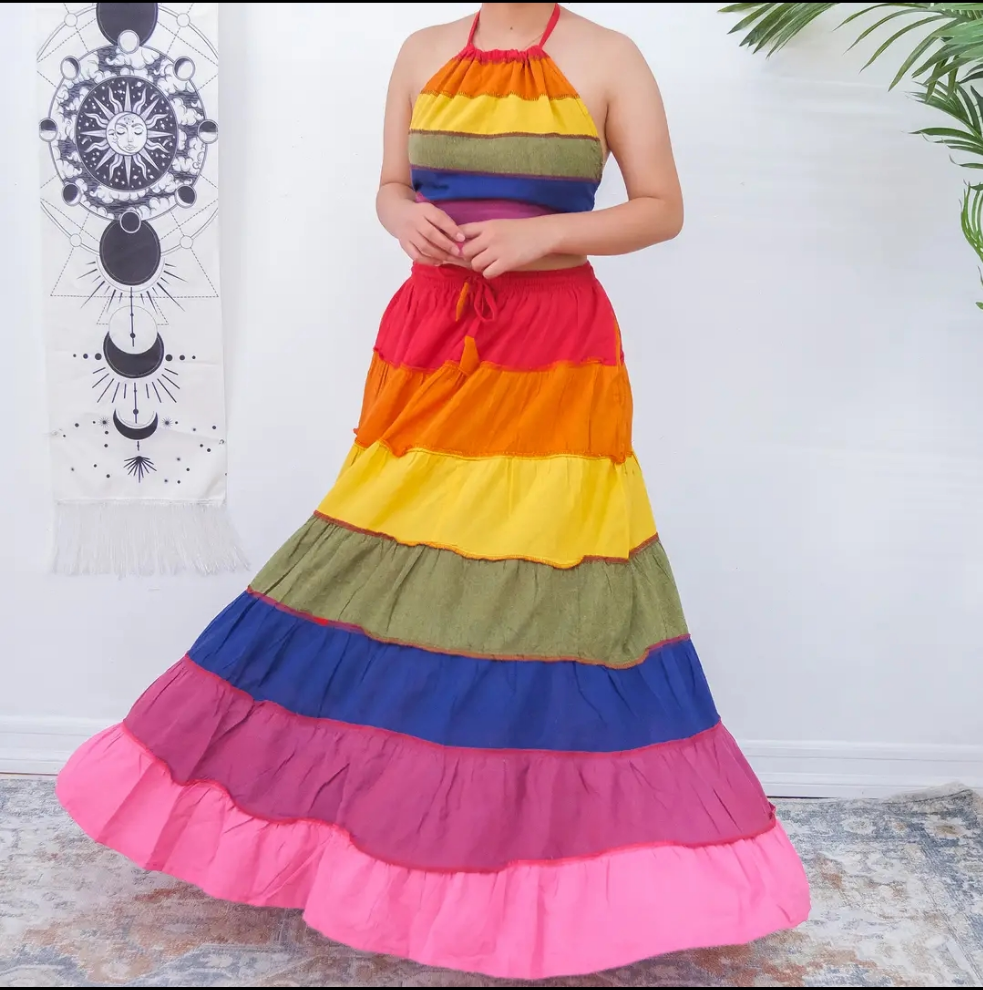 Pride Flowy Cotton skirt & halter