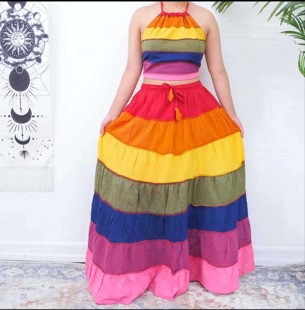 Pride Flowy Cotton skirt & halter