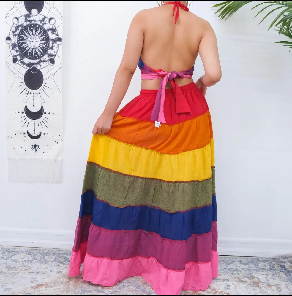 Pride Flowy Cotton skirt & halter