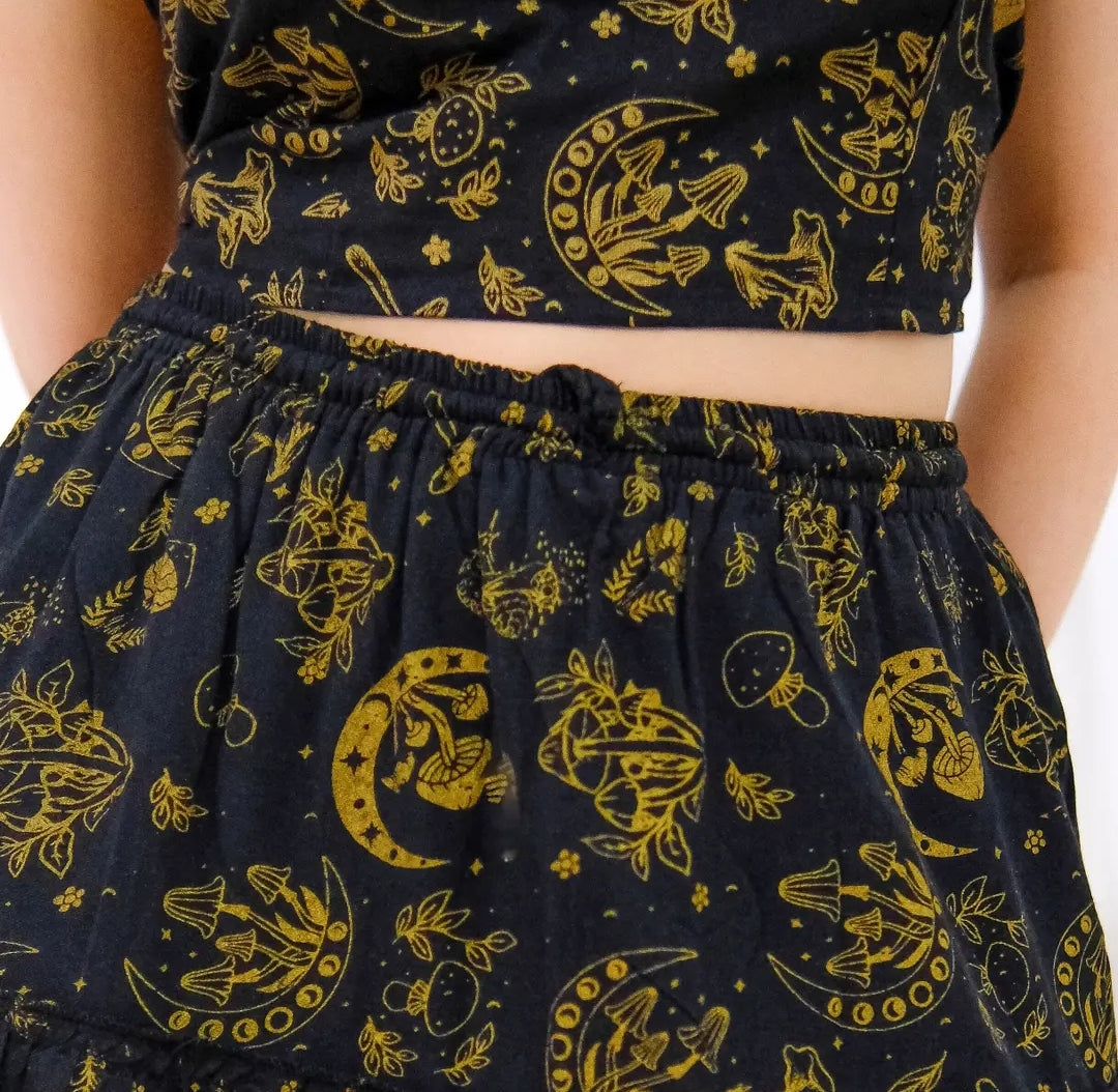 Cotton tiered skirt with pockets & halter top