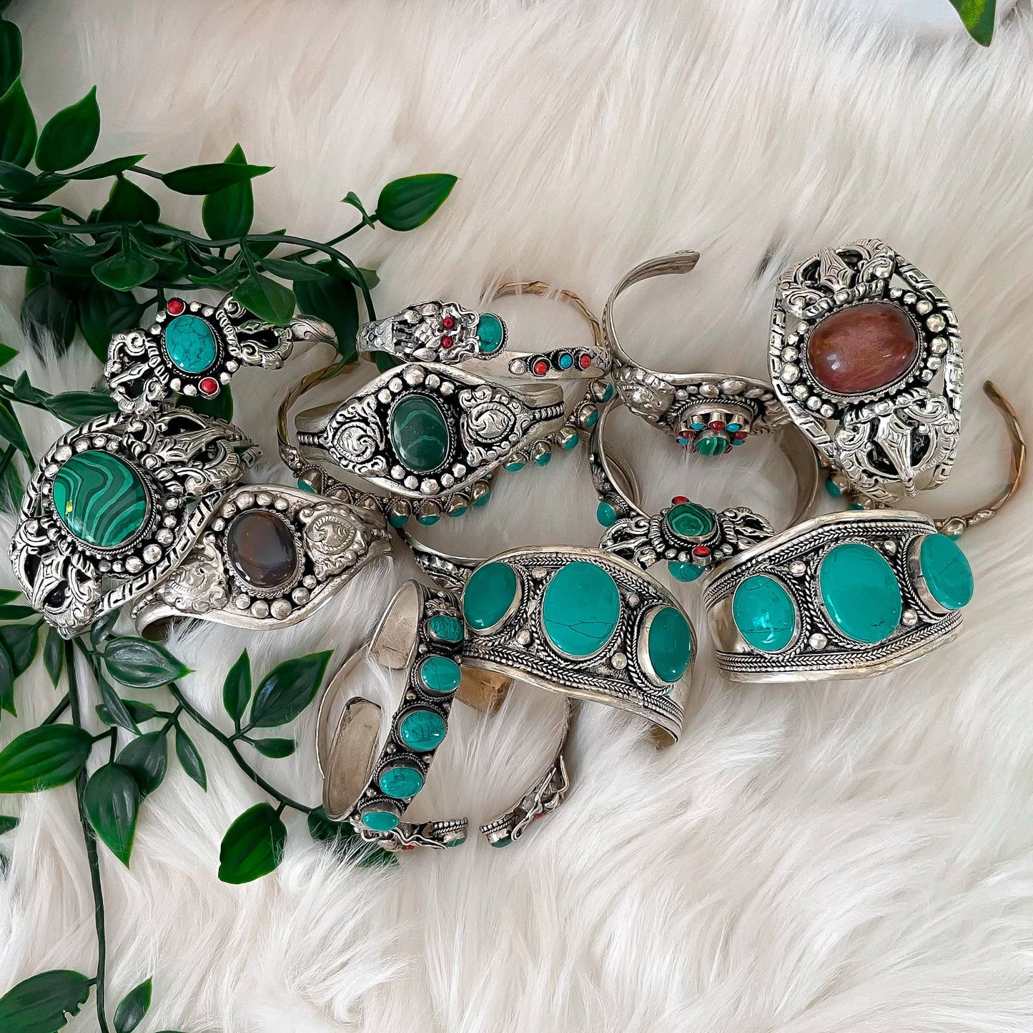 Bohemian Handmade Cuff Bracelets with Gemstone