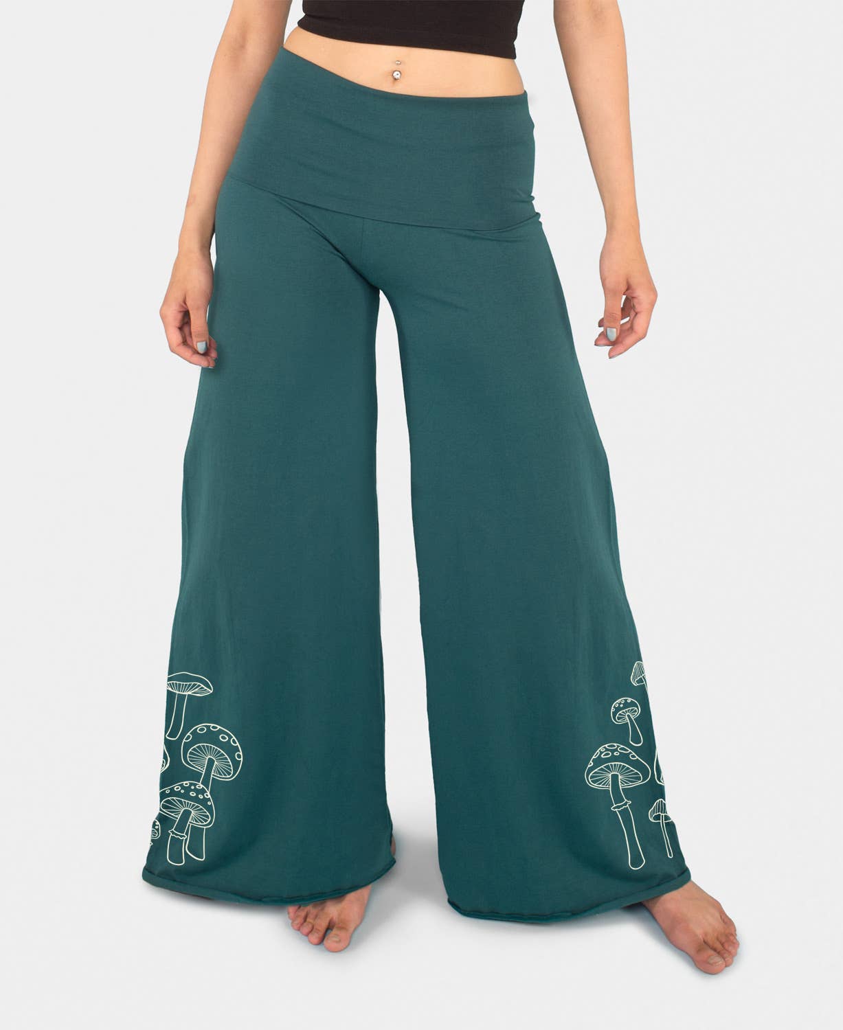 Mushrooms Flowy Pants - Teal Flow Pants