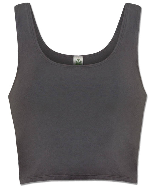 Organic Cotton Fitted Cropped Tank Top Charcoal