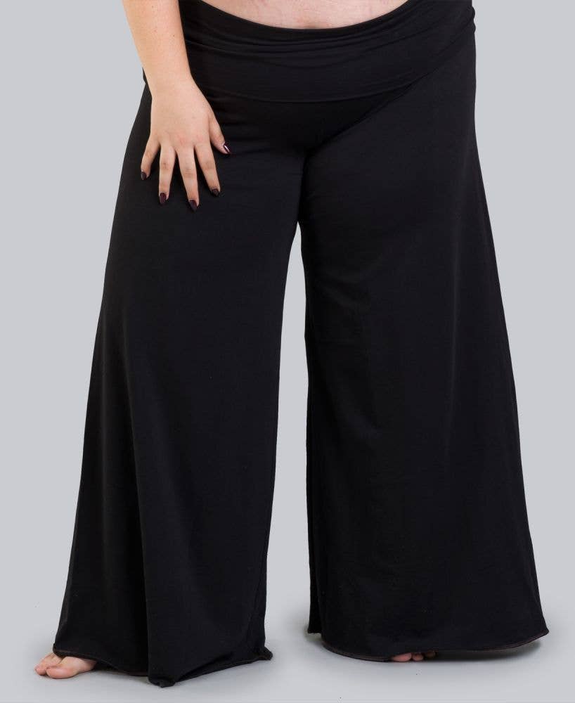 Organic Roll-Top Flowy Pants - Black Flow Pants: LG