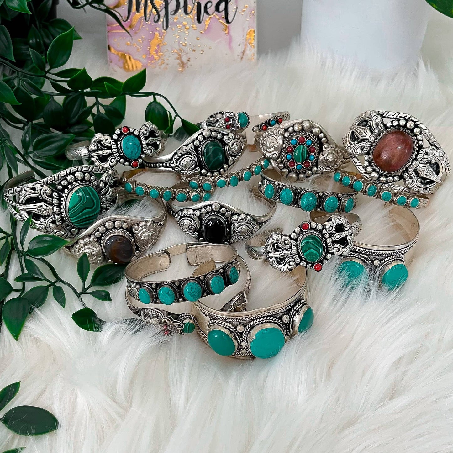 Bohemian Handmade Cuff Bracelets with Gemstone