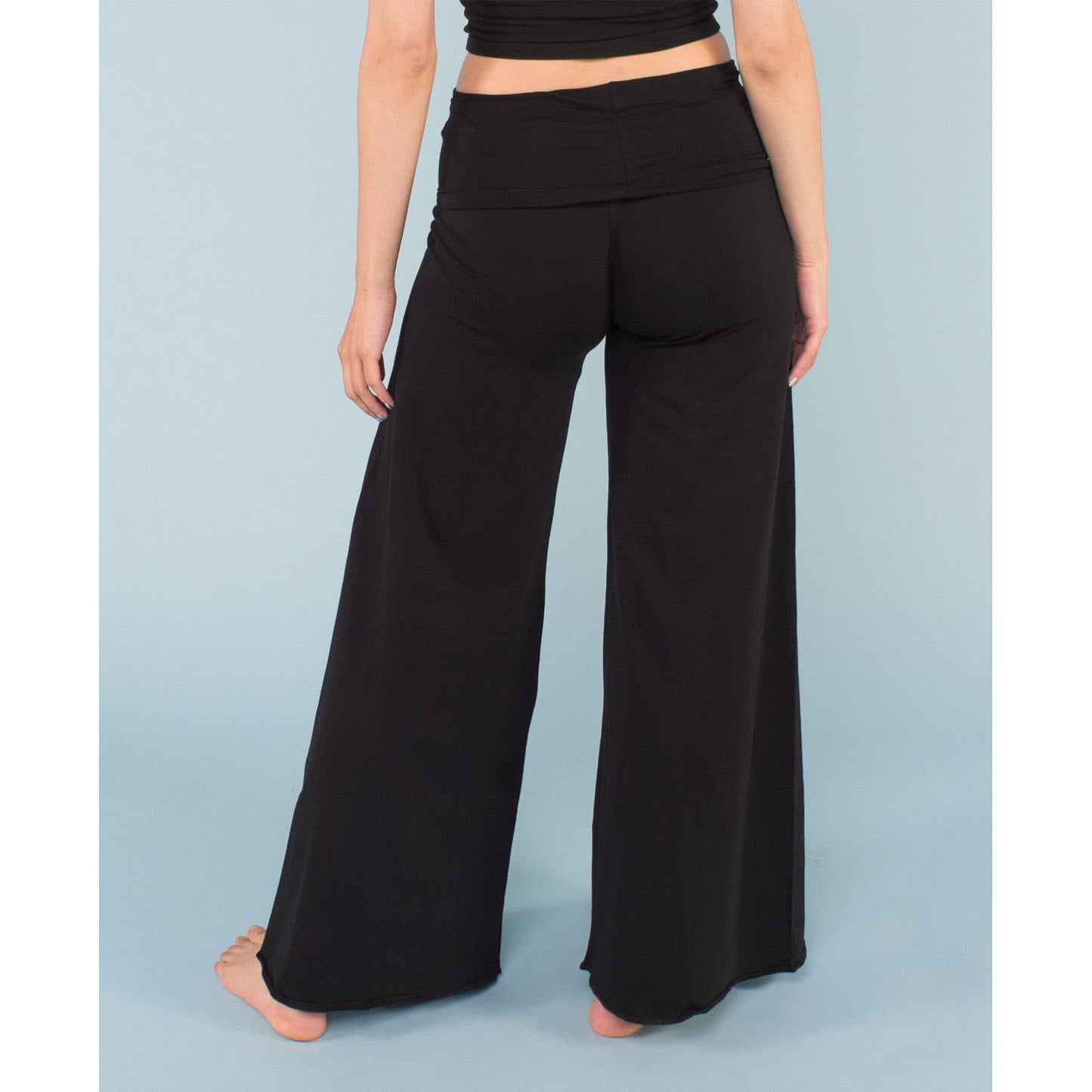 Organic Roll-Top Flowy Pants - Black Flow Pants: LG